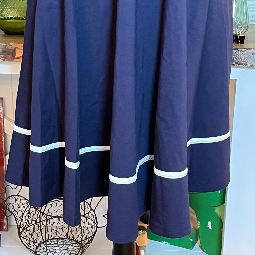 Voodoo Vixen Nautical Dress Bow Fit & Flare Sailor 50’s Navy Midi Womans Size 6 - Picture 7 of 11